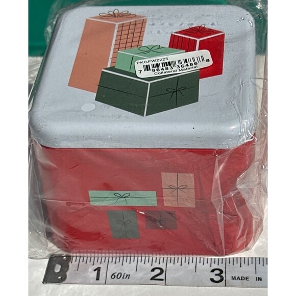 2017 Christmas Holiday Fossil Watch Holder ONLY Metal Tin Box Cases 2.75" Tall - Picture 9 of 16